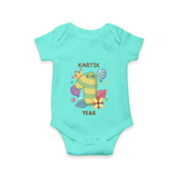 Memorialize your little one's First Year with a personalized romper/onesie - ARCTIC BLUE - 0 - 3 Months Old (Chest 16")