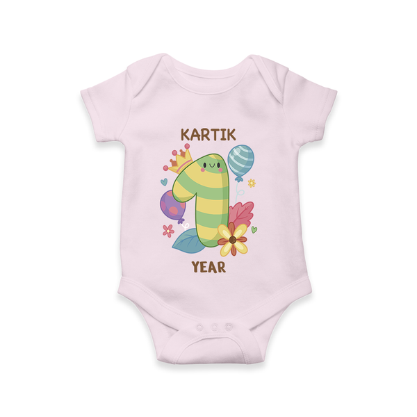 Memorialize your little one's Twelfth month with a personalized romper/onesie - BABY PINK - 0 - 3 Months Old (Chest 16")
