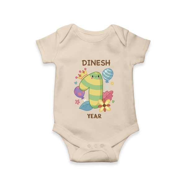 Celebrate Baby's 1 Year | Custom Romper/Onesie | Premium Cotton - IVORY - New Born (Chest 14")