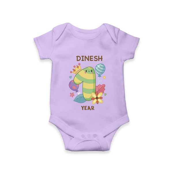 Celebrate Baby's 1 Year | Custom Romper/Onesie | Premium Cotton - LILAC - New Born (Chest 14")