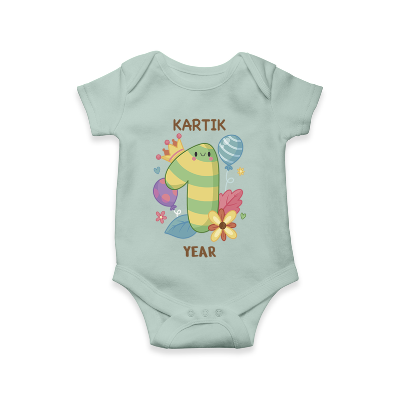 Memorialize your little one's First Year with a personalized romper/onesie - MINT GREEN - 0 - 3 Months Old (Chest 16")