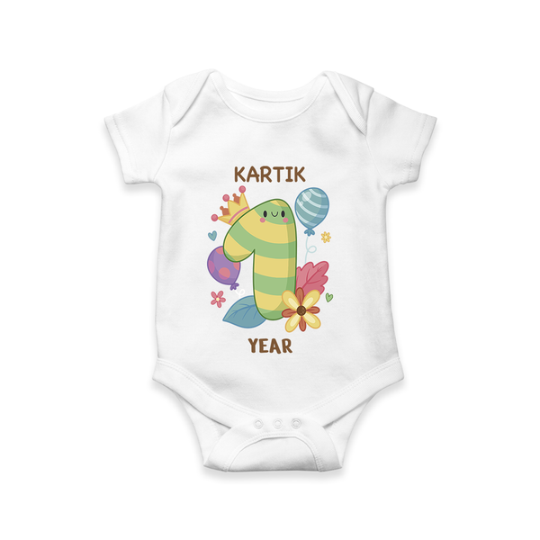 Memorialize your little one's Twelfth month with a personalized romper/onesie - WHITE - 0 - 3 Months Old (Chest 16")