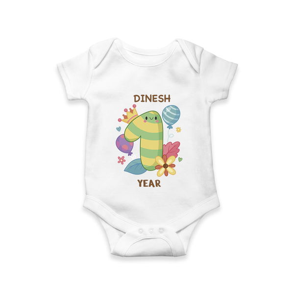 Dress Your Little One In Our Enchanting Customized Baby Romper For Their 1-Year Birthday Celebration - WHITE - 0 - 3 Months Old (Chest 16")