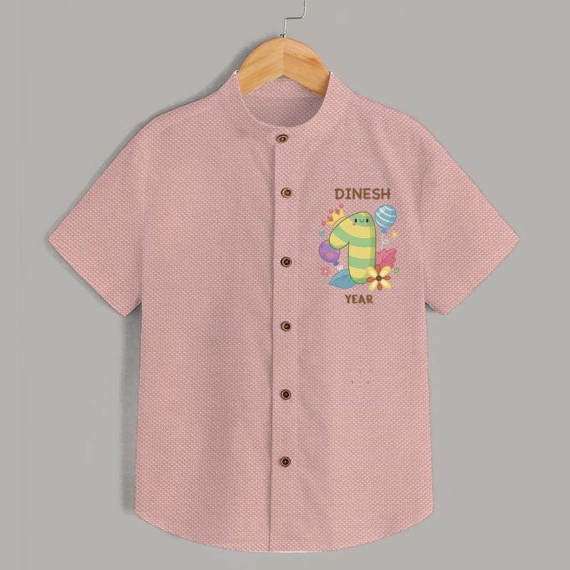 Celebrate Baby's 1st Year | Custom Shirt | Premium Cotton - PEACH - 0 - 6 Months Old (Chest 23")