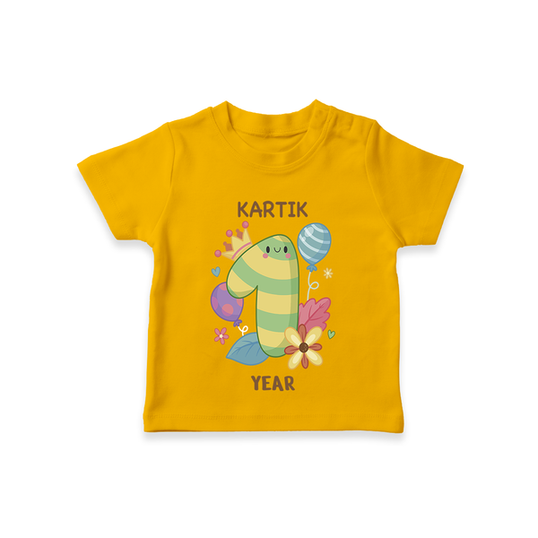 Memorialize your little one's Twelfth month with a personalized kids T-shirts - CHROME YELLOW - 0 - 5 Months Old (Chest 17")