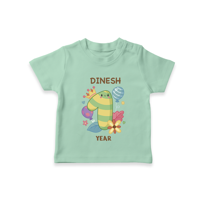 Celebrate Baby's 1st Year | Custom T-Shirt | Premium Cotton - MINT GREEN - 0-5 Months Old (Chest 17")