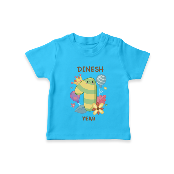 Celebrate Baby's 1st Year | Custom T-Shirt | Premium Cotton - SKY BLUE - 0-5 Months Old (Chest 17")