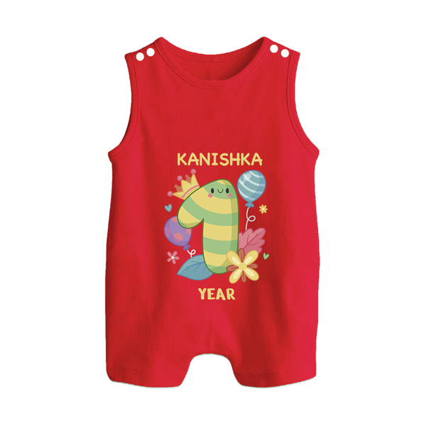 Celebrate Baby's 1st Year | Custom Romper Suit/ Sleeveless Romper | Premium Cotton - RED - 0 - 5 Months Old (Chest 18")