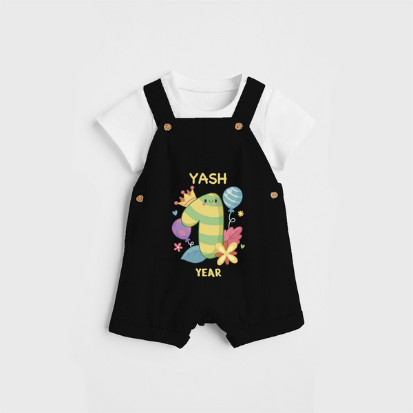 Memorialize your little one's 1st year birthday with a personalized Dungaree - BLACK - 0 - 5 Months Old (Chest 17")