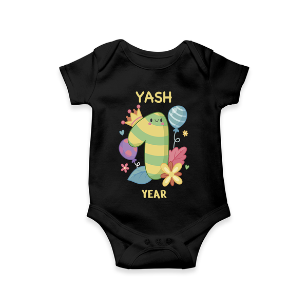 Memorialize your little one's Twelfth month with a personalized romper/onesie - BLACK - 0 - 3 Months Old (Chest 16")