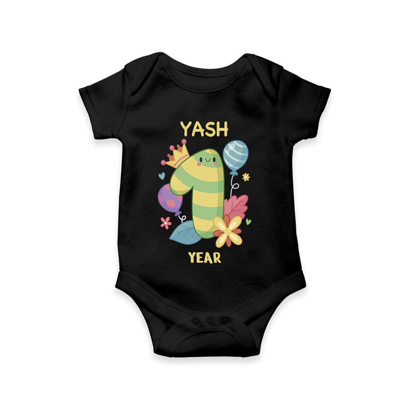 Memorialize your little one's First Year with a personalized romper/onesie - BLACK - 0 - 3 Months Old (Chest 16")