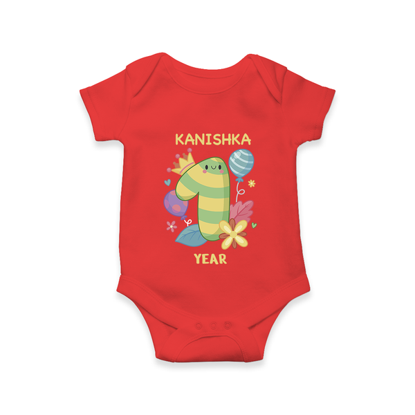 Celebrate Baby's 1 Year | Custom Romper/Onesie | Premium Cotton - RED - New Born (Chest 14")