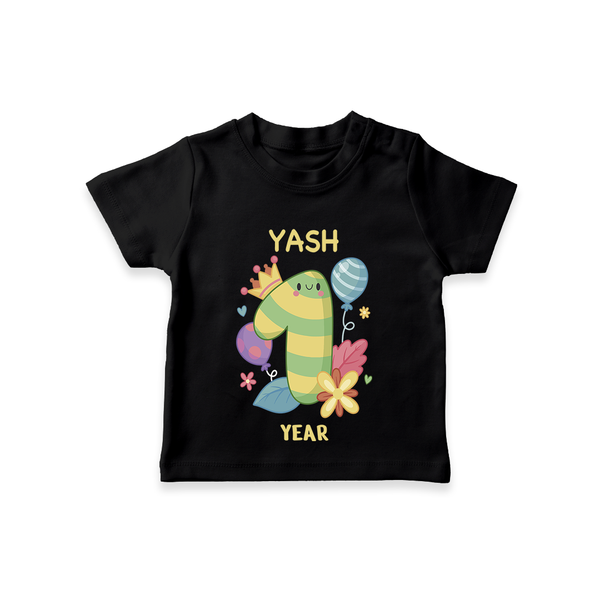 Memorialize your little one's Twelfth month with a personalized kids T-shirts - BLACK - 0 - 5 Months Old (Chest 17")