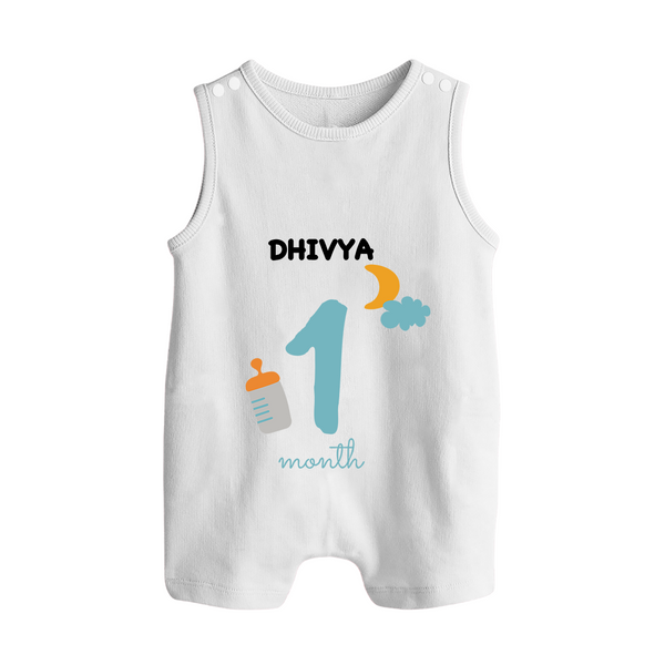 1 Month Old Baby Clothing | Custom Romper Suit/ Sleeveless Romper Design | Ideal for Gifting - WHITE - 0 - 5 Months Old (Chest 18")