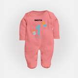 Celebrate Your Baby's First Month With Our Uniquely Customized Baby Sleep Suit, Designed For Precious Moments - PEACH - New Born (Chest 7.5")