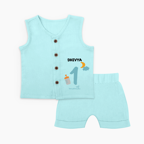 1 Month Old Baby Clothing | Custom Jabla Set Design | Ideal for Gifting - BABY BLUE - 0 - 3 Months Old (Chest 9.8")