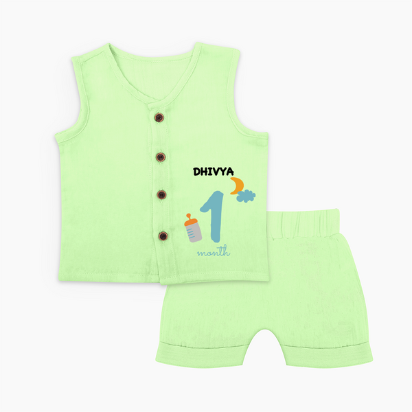 1 Month Old Baby Clothing | Custom Jabla Set Design | Ideal for Gifting - PASTEL GREEN - 0 - 3 Months Old (Chest 9.8")