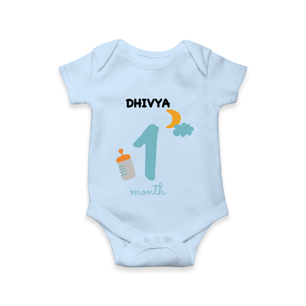 1 Month Old Baby Clothing | Custom Romper/Onesie Design | Ideal for Gifting - BABY BLUE - New Born (Chest 14")