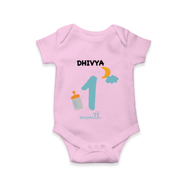 1 Month Old Baby Clothing | Custom Romper/Onesie Design | Ideal for Gifting - BABY PINK - New Born (Chest 14")