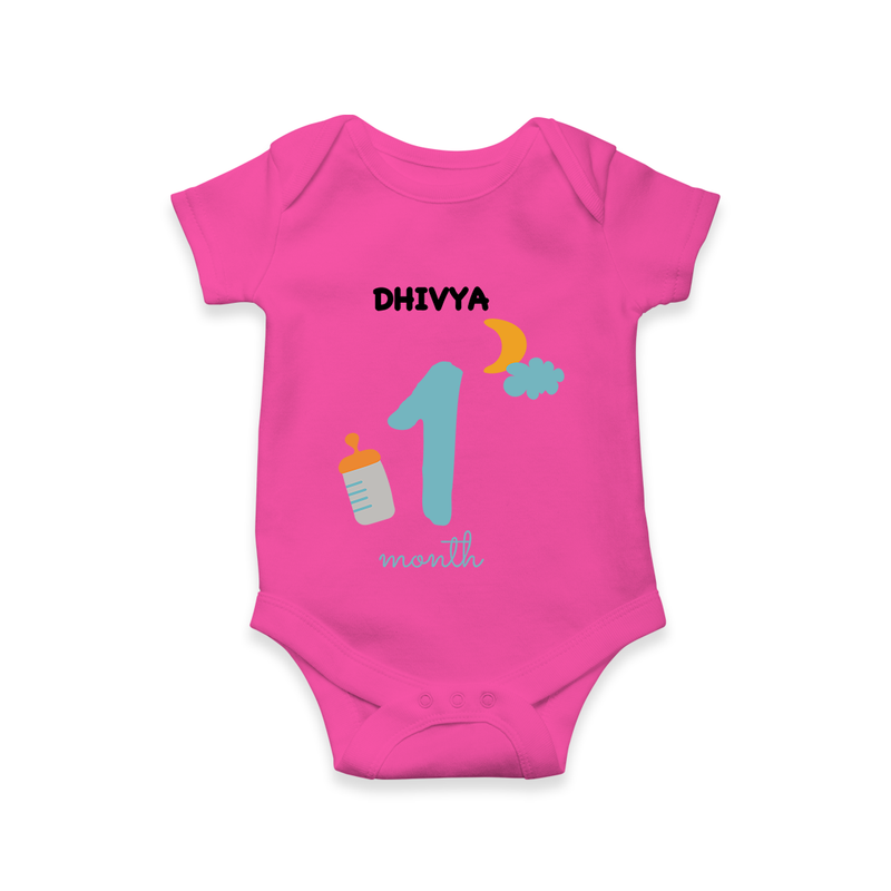 Celebrate Your Baby's First Month With Our Uniquely Customized Baby Romper, Designed For Precious Moments - HOT PINK - 0 - 3 Months Old (Chest 16")