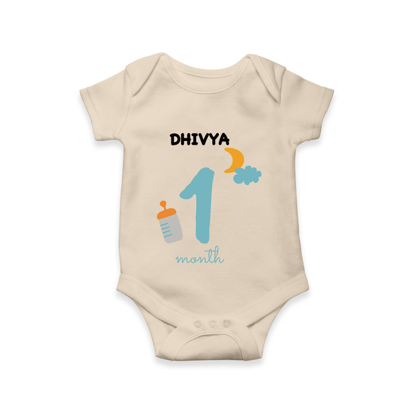 1 Month Old Baby Clothing | Custom Romper/Onesie Design | Ideal for Gifting - IVORY - New Born (Chest 14")