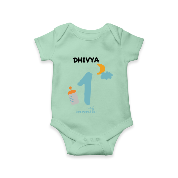 1 Month Old Baby Clothing | Custom Romper/Onesie Design | Ideal for Gifting - MINT GREEN - New Born (Chest 14")