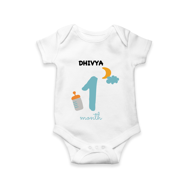 Celebrate Your Baby's First Month With Our Uniquely Customized Baby Romper, Designed For Precious Moments - WHITE - 0 - 3 Months Old (Chest 16")