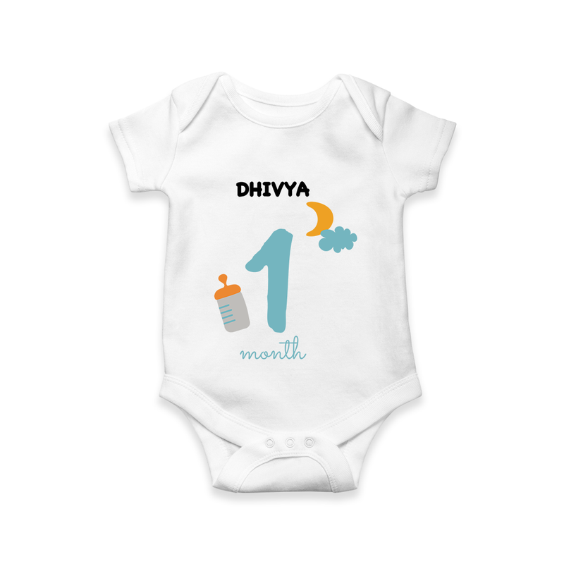 Celebrate Your Baby's First Month With Our Uniquely Customized Baby Romper, Designed For Precious Moments - WHITE - 0 - 3 Months Old (Chest 16")