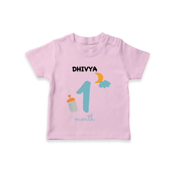 1 Month Old Baby Clothing | Custom T-Shirt Design | Ideal for Gifting - BABY PINK - 0-5 Months Old (Chest 17")