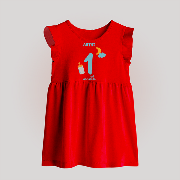 1 Month Old Baby Clothing | Custom Baby Frock Design | Ideal for Gifting - RED - 0 - 3 Months Old (Chest 17")
