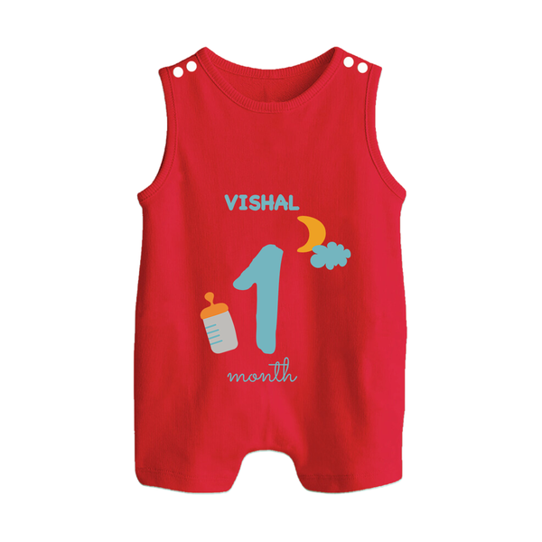 1 Month Old Baby Clothing | Custom Romper Suit/ Sleeveless Romper Design | Ideal for Gifting - RED - 0 - 5 Months Old (Chest 18")