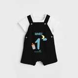 Celebrate The 1st Month Birthday Custom Dungaree, Personalized with your Baby's name - BLACK - 0 - 5 Months Old (Chest 17")