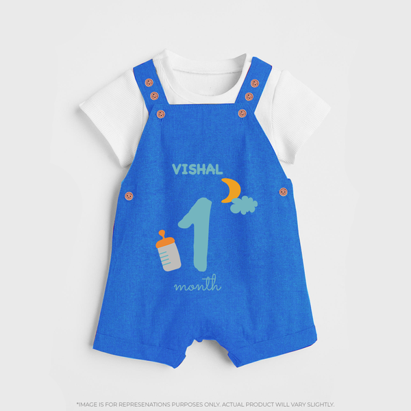 1 Month Old Baby Clothing | Custom Dungaree Set Design | Ideal for Gifting - COBALT BLUE - 0 - 5 Months Old (Chest 18")