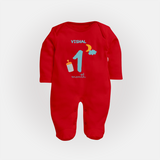 Celebrate Your Baby's First Month With Our Uniquely Customized Baby Sleep Suit, Designed For Precious Moments - RED - New Born (Chest 7.5")