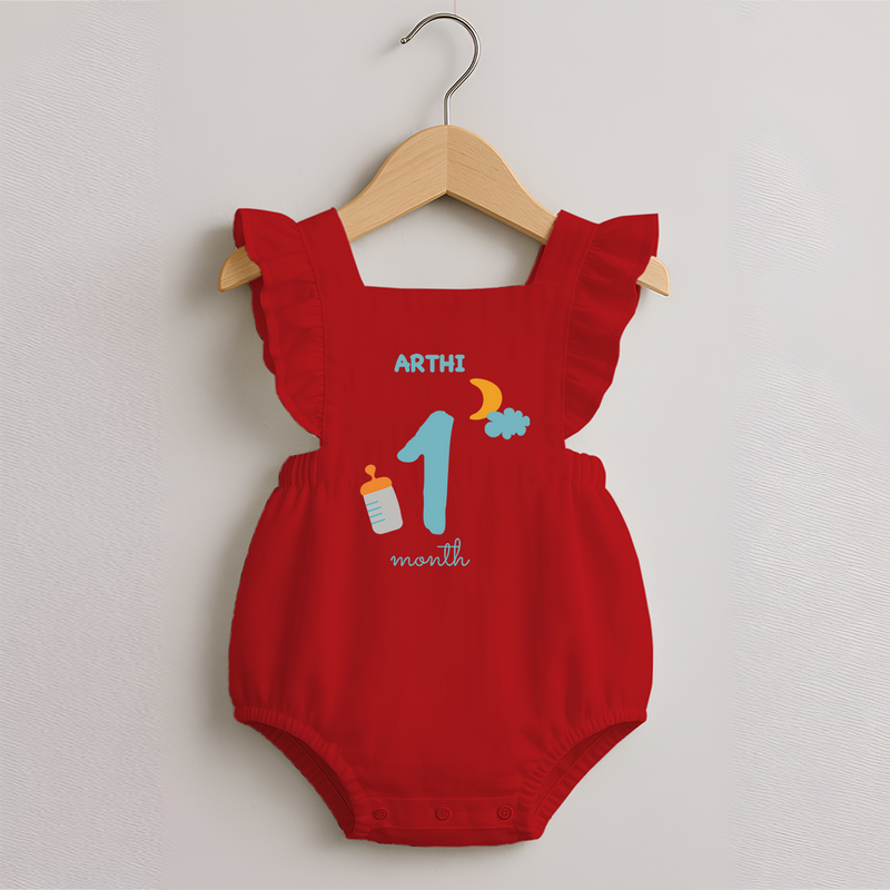 1 Month Old Baby Clothing | Custom Romper Frock Design | Ideal for Gifting - RED - 0 - 3 Months Old (Chest 19")