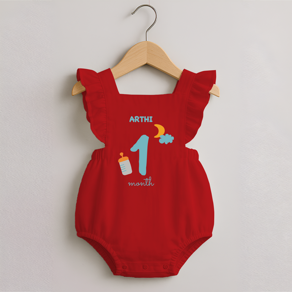 1 Month Old Baby Clothing | Custom Romper Frock Design | Ideal for Gifting - RED - 0 - 3 Months Old (Chest 19")