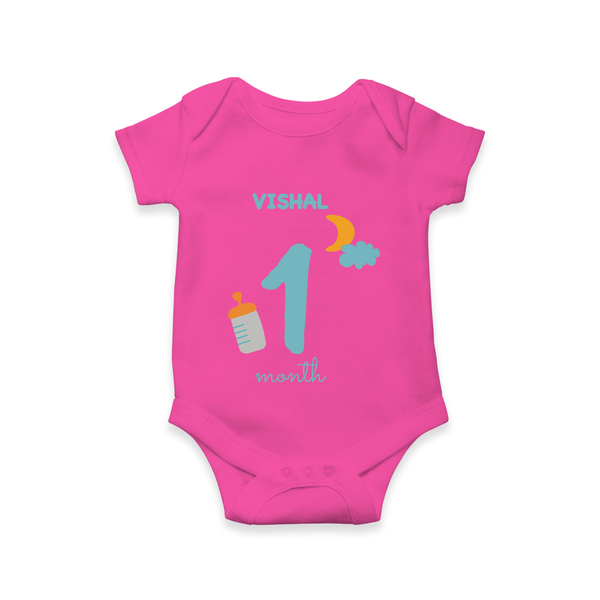 1 Month Old Baby Clothing | Custom Romper/Onesie Design | Ideal for Gifting - HOT PINK - New Born (Chest 14")