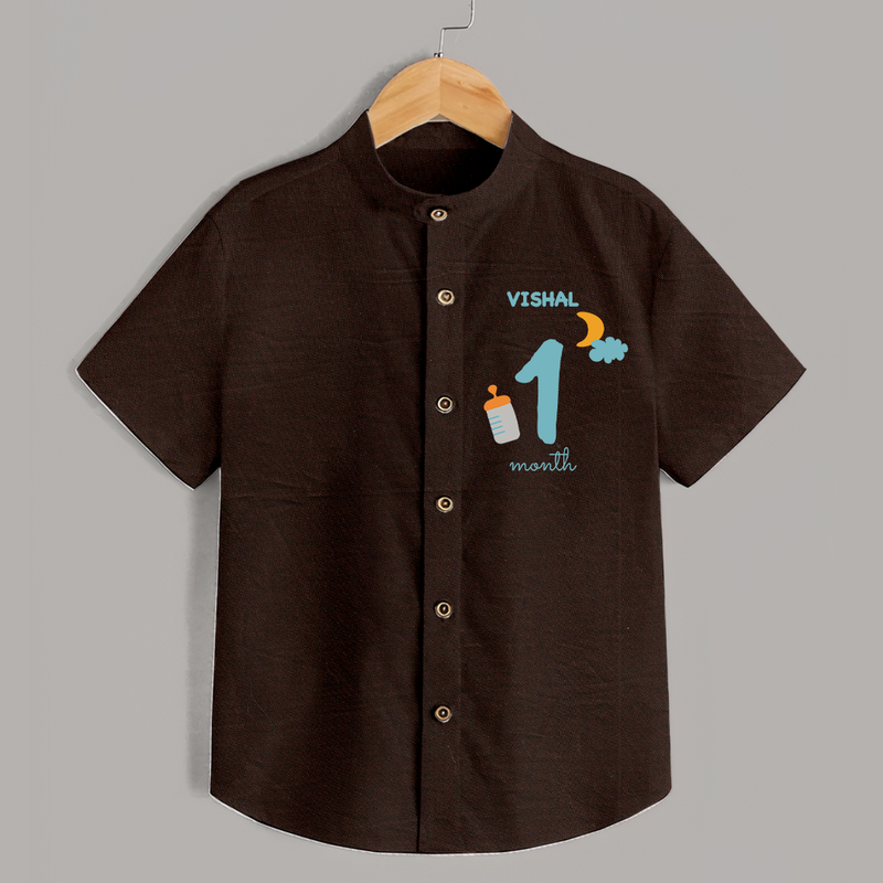 1 Month Old Baby Clothing | Custom Shirt Design | Ideal for Gifting - CHOCOLATE BROWN - 0 - 6 Months Old (Chest 23")