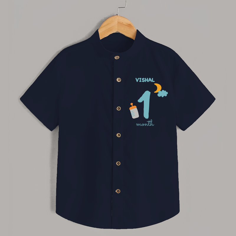 1 Month Old Baby Clothing | Custom Shirt Design | Ideal for Gifting - NAVY BLUE - 0 - 6 Months Old (Chest 23")