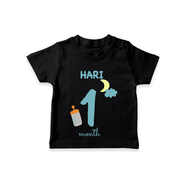 Celebrate The 1st Month Birthday Custom T-Shirt, Personalized with your Baby's name - BLACK - 0 - 5 Months Old (Chest 17")