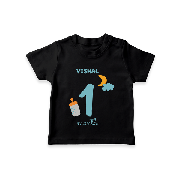 1 Month Old Baby Clothing | Custom T-Shirt Design | Ideal for Gifting - BLACK - 0-5 Months Old (Chest 17")
