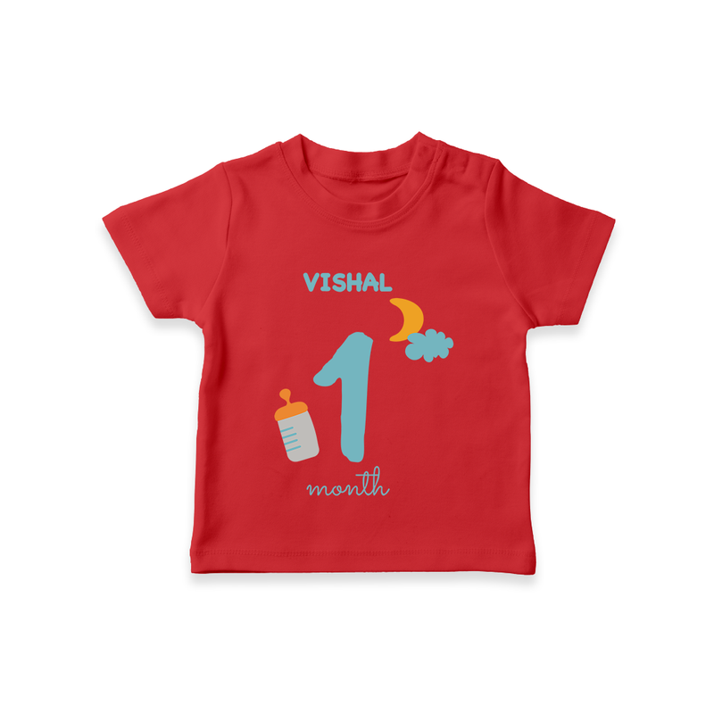 1 Month Old Baby Clothing | Custom T-Shirt Design | Ideal for Gifting - RED - 0-5 Months Old (Chest 17")