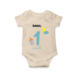 Celebrate Your Baby's First Month With Our Uniquely Customized Baby Romper, Designed For Precious Moments - IVORY - 0 - 3 Months Old (Chest 16")