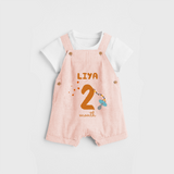 Celebrate The 2nd Month Birthday Custom Dungaree, Personalized with your Baby's name - PEACH - 0 - 5 Months Old (Chest 17")