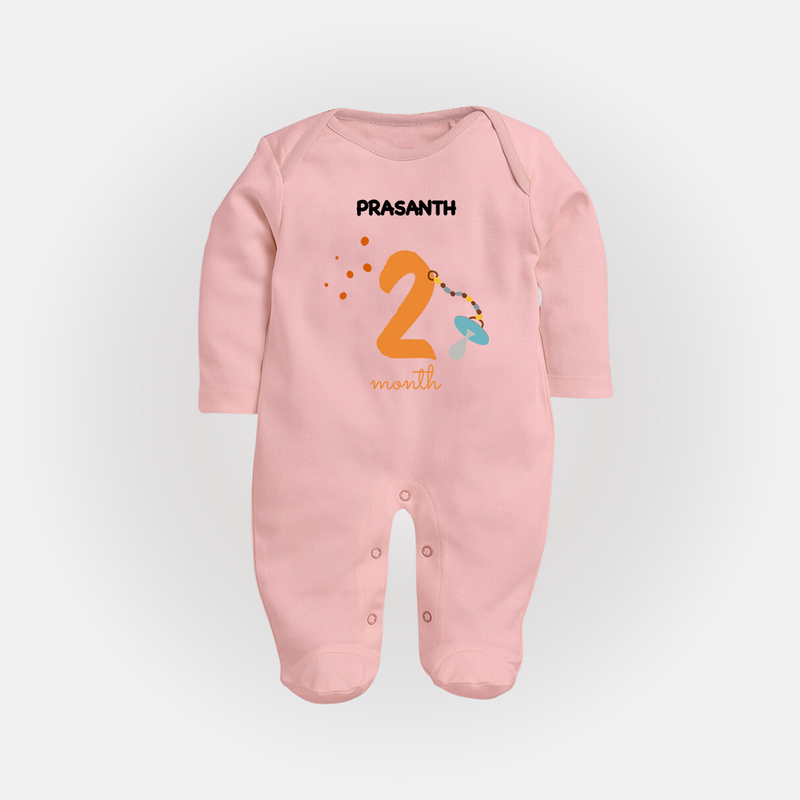 Celebrate Your Baby's Second Month With Our Uniquely Customized Baby Sleep Suit, Designed For Precious Moments - BABY PINK - New Born (Chest 7.5")