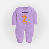 Celebrate Your Baby's Second Month With Our Uniquely Customized Baby Sleep Suit, Designed For Precious Moments - LILAC - New Born (Chest 7.5")