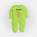 2 Month Old Baby Clothing | Custom Full Sleeve Bodysuit/ Sleep Suit/ Jumpsuit Design | Ideal for Gifting - LIME GREEN - New Born (Chest 7.5")