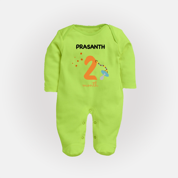 2 Month Old Baby Clothing | Custom Full Sleeve Bodysuit/ Sleep Suit/ Jumpsuit Design | Ideal for Gifting - LIME GREEN - New Born (Chest 7.5")