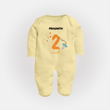 Celebrate Your Baby's Second Month With Our Uniquely Customized Baby Sleep Suit, Designed For Precious Moments - PASTEL YELLOW - New Born (Chest 7.5")