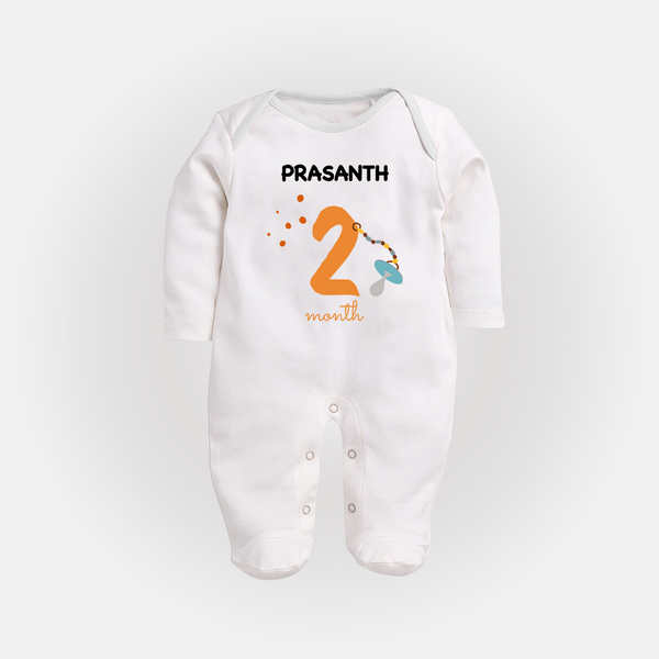2 Month Old Baby Clothing | Custom Full Sleeve Bodysuit/ Sleep Suit/ Jumpsuit Design | Ideal for Gifting - WHITE - New Born (Chest 7.5")
